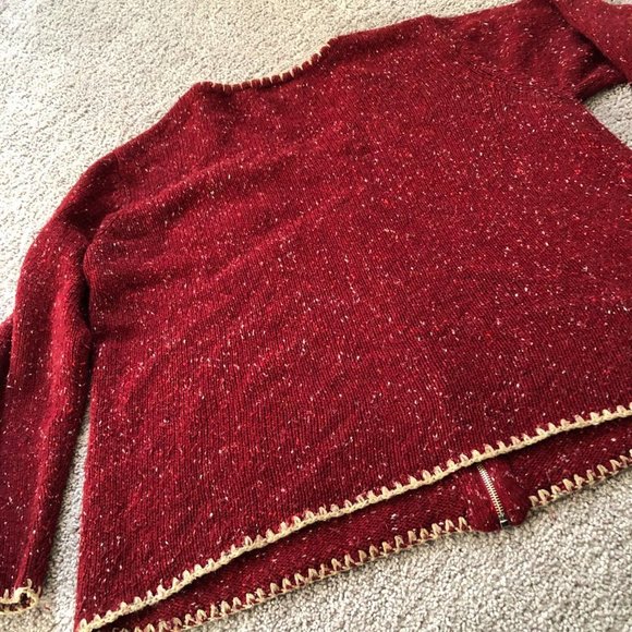 Vintage Crazy Horse Liz Claiborne size 1x red zip front sweater - Picture 5 of 9